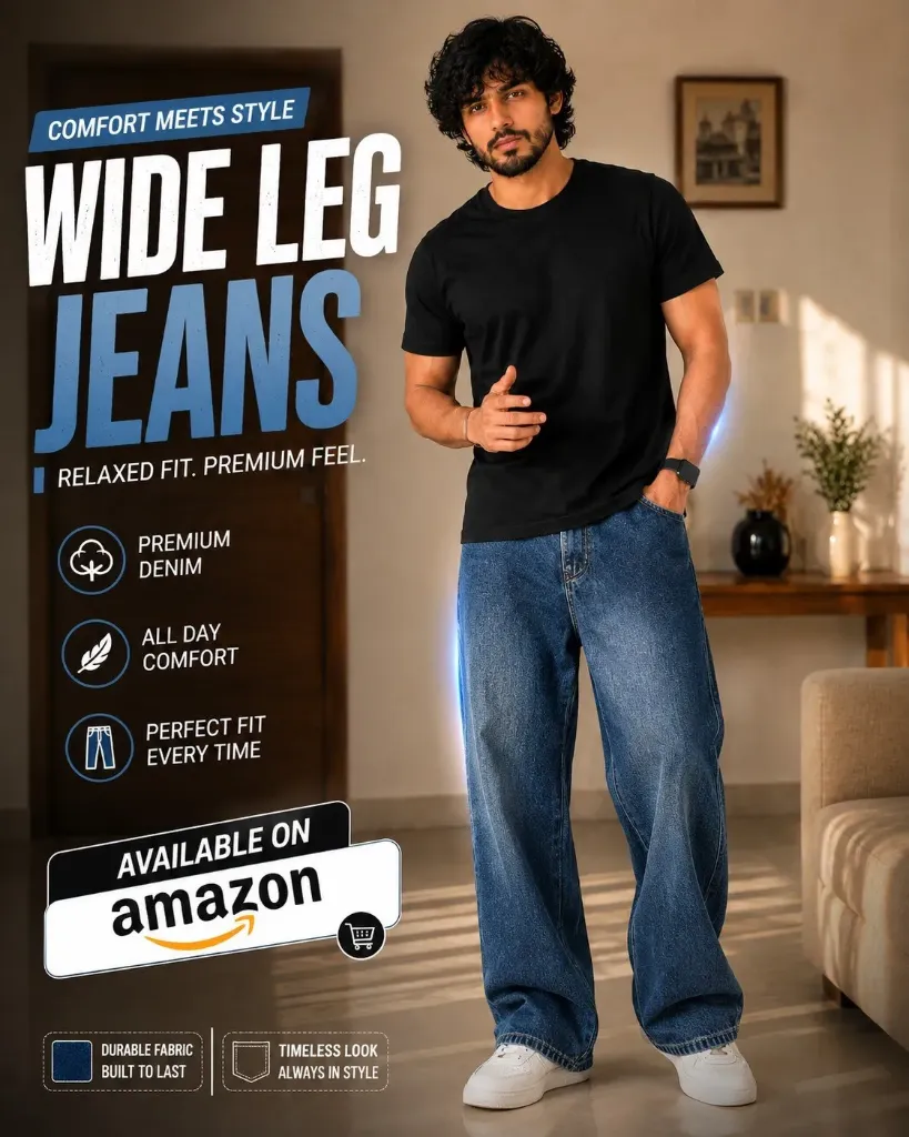 GRECIILOOKS Men Jeans || Baggy Fit Jean's for Man || Loose Fit High Rise Denim || Stretchable Casual Wear Jean,s || Dance Rap Rapping Style Pant for Men || Denim Cotton Jeans